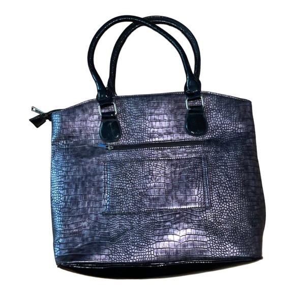 Cabrelli & Co. Tote Bag Case Snake skin pattern Dark Silver & Black - Picture 7 of 10